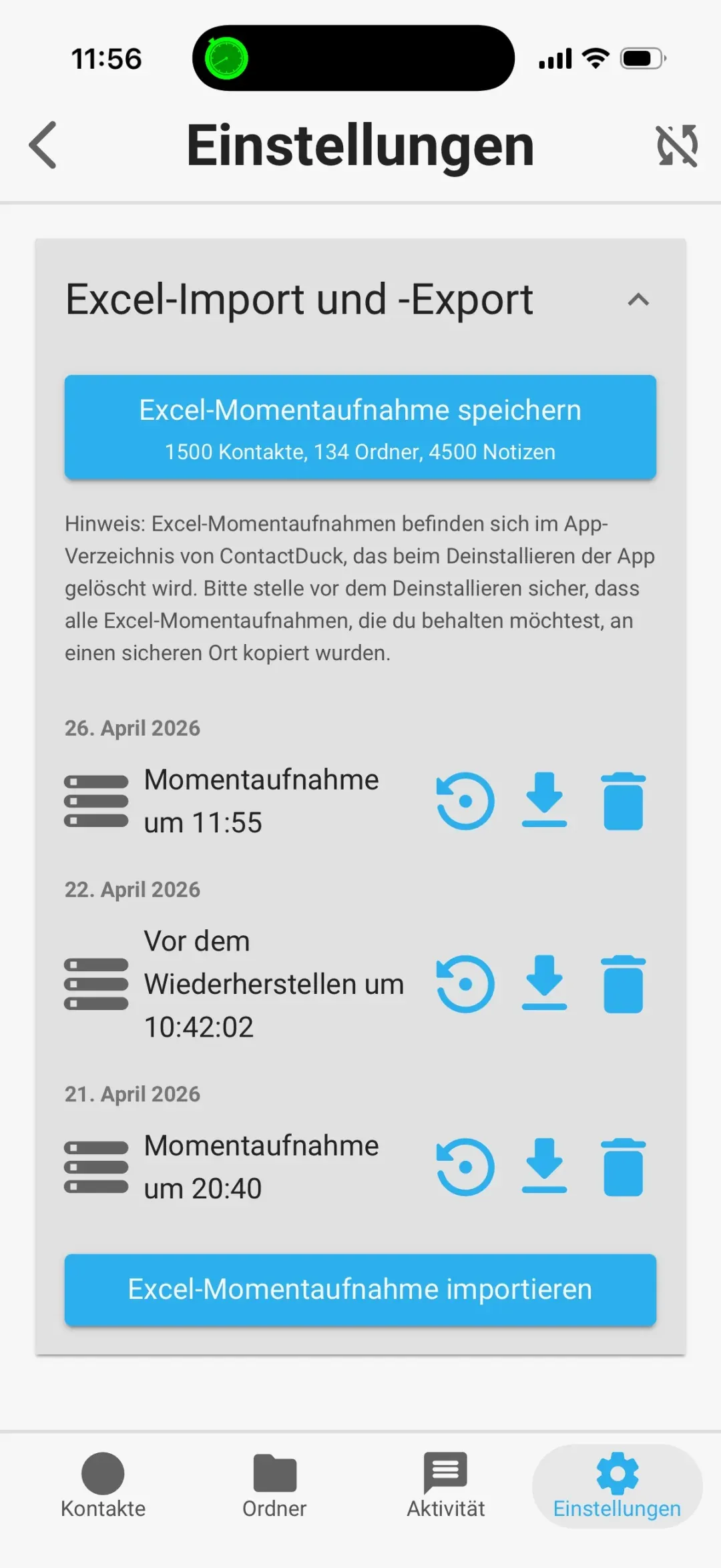 Excel-Import und -Export
