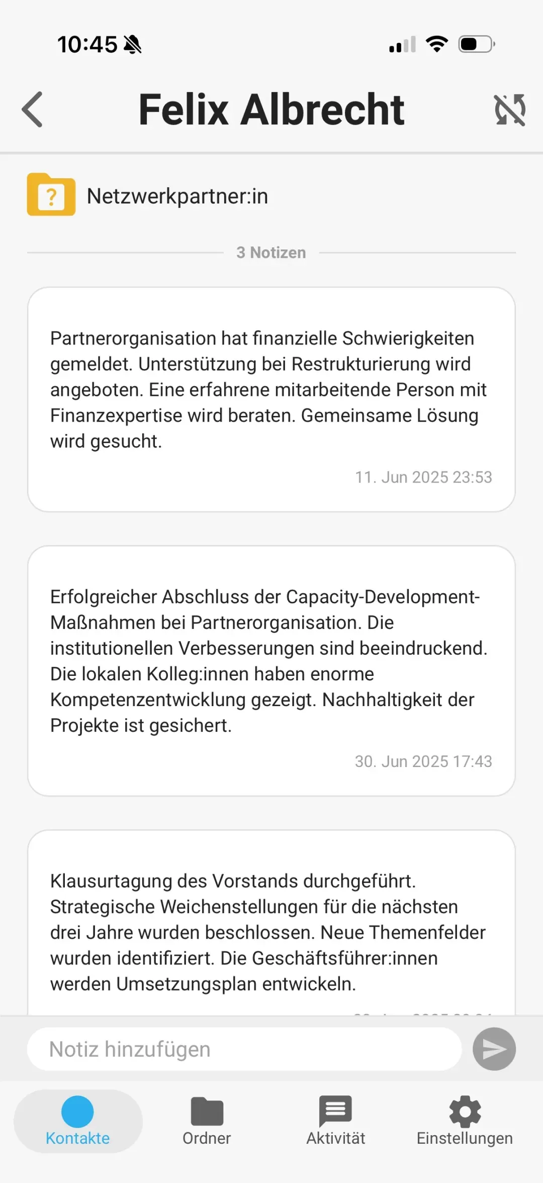 Notizen mit Zeitstempel